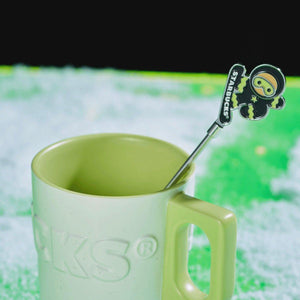 Starbucks 380ml/13oz Semicircular Ceramic Cup with Gingerbread Man Skier Stirrer - Ann Ann Starbucks