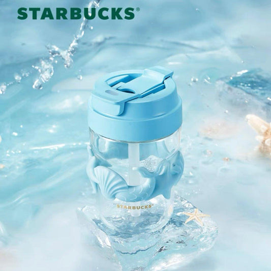 Starbucks 390ml/13oz Anniversary Ocean Seashells Crafted Glass Bottle - Ann Ann Starbucks
