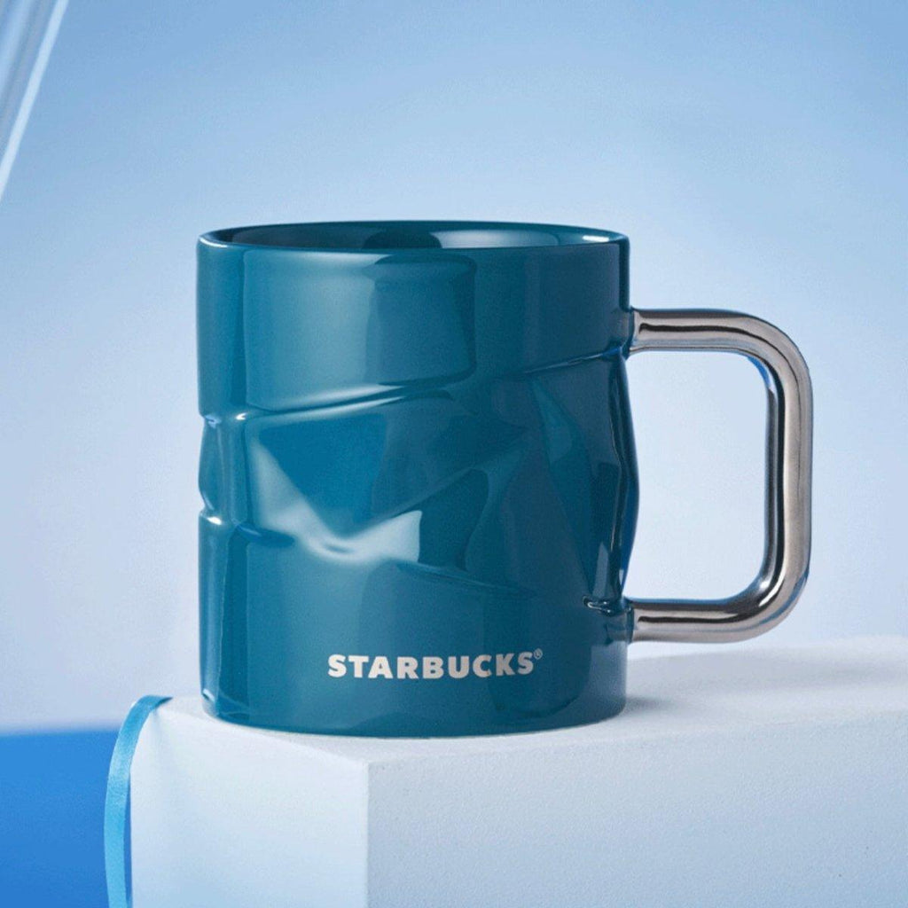 Starbucks 405ml/14oz Blue Geometric Cut Ceramic Mug - Ann Ann Starbucks