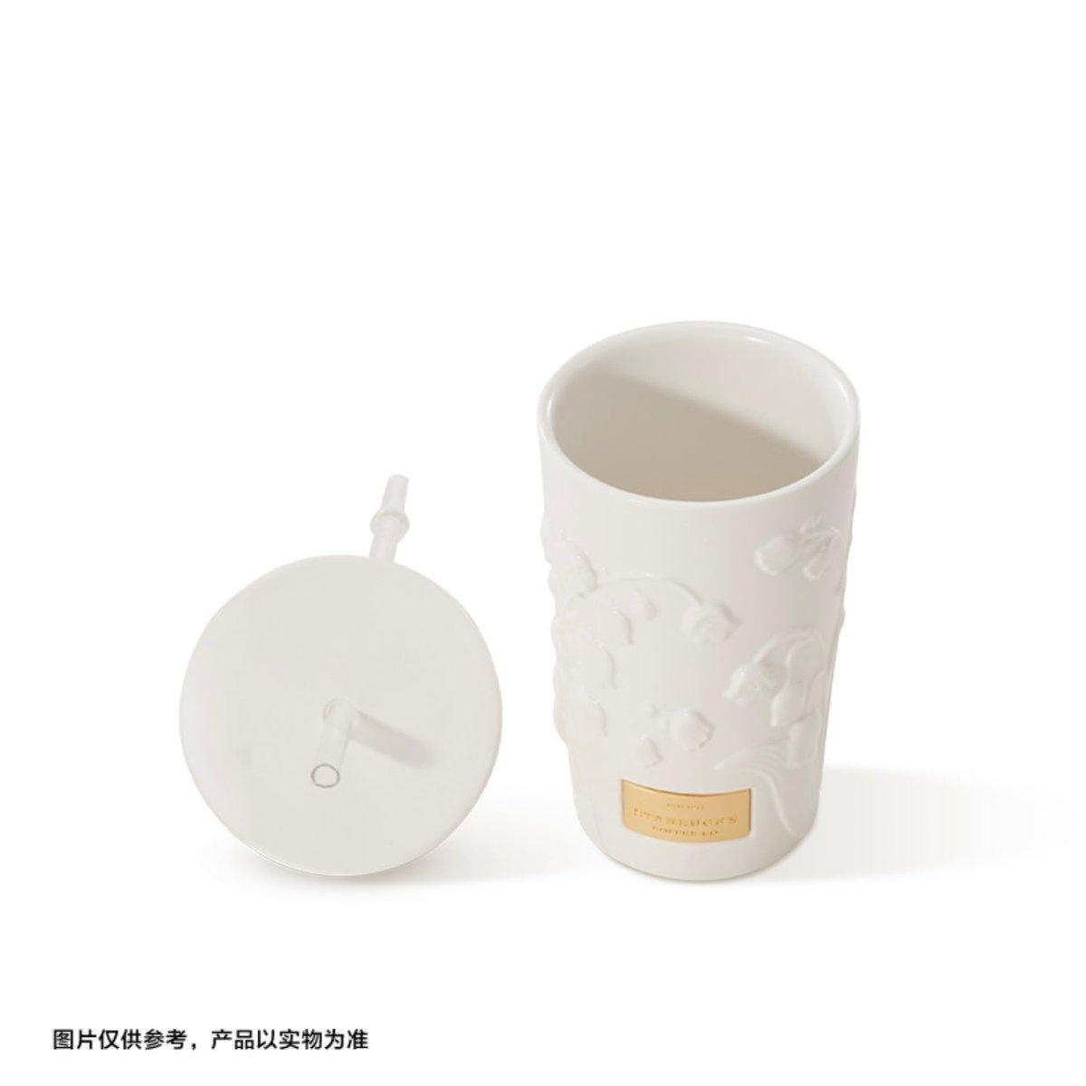Starbucks 410ml/19oz Graceful Bellflower Crafted Ceramic Mug Straw Cup - Ann Ann Starbucks