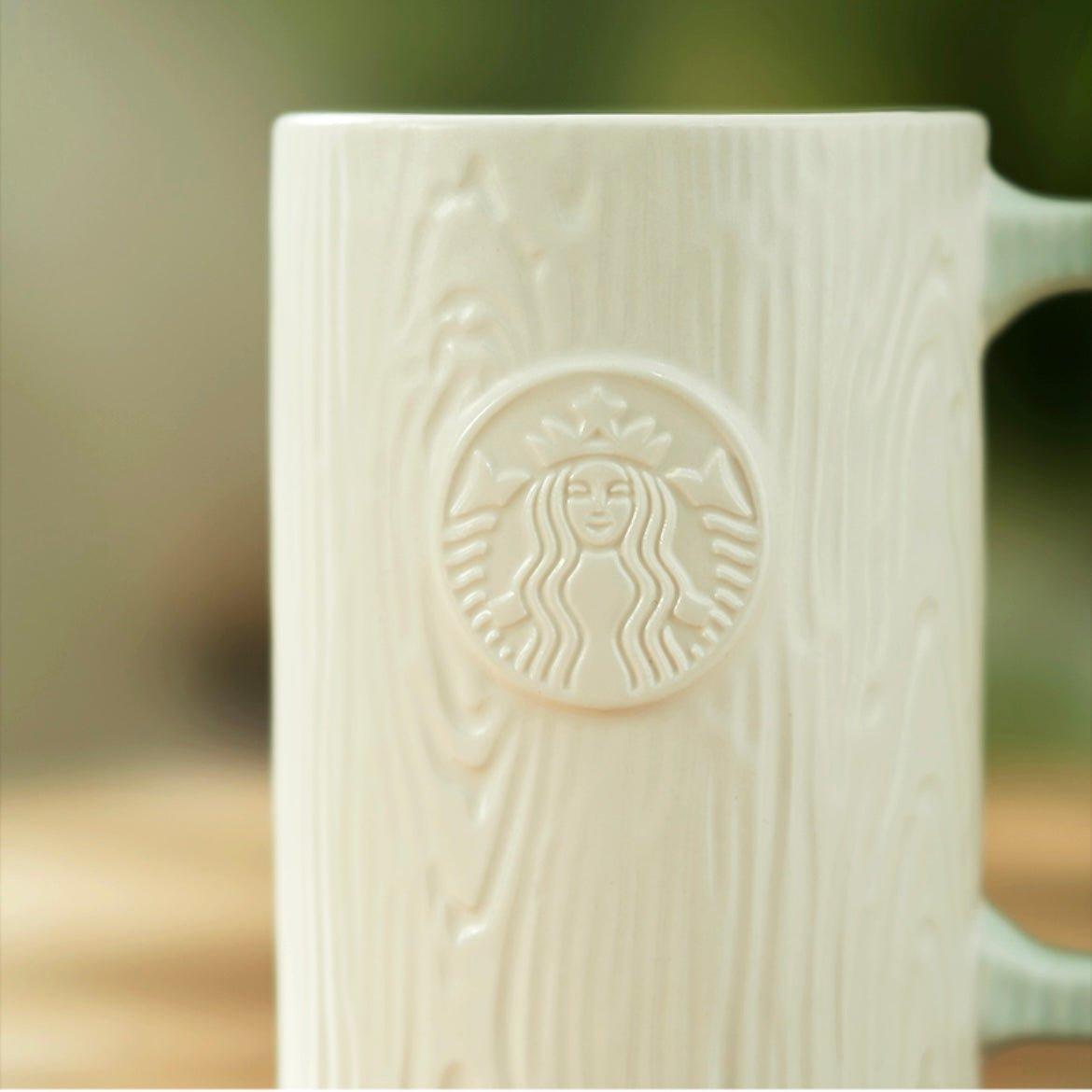 Starbucks 414ml/14oz Mint Green Wood Grain Ceramic Mug - Ann Ann Starbucks