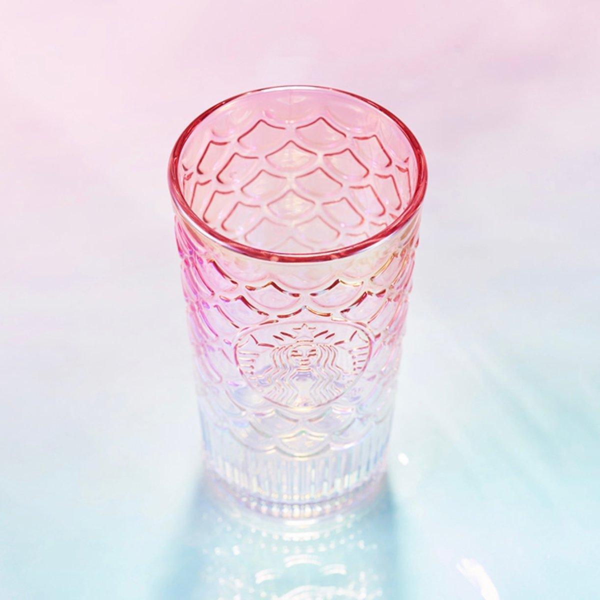 Starbucks 450ml/15oz Anniversary Phantom Pink Gradient Mermaid Scale Crafted Glass Cup - Ann Ann Starbucks