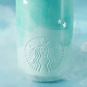 Starbucks 473ml/16oz Anniversary Ocean Green Stainless Steel Bouncing Lid Bottle - Ann Ann Starbucks