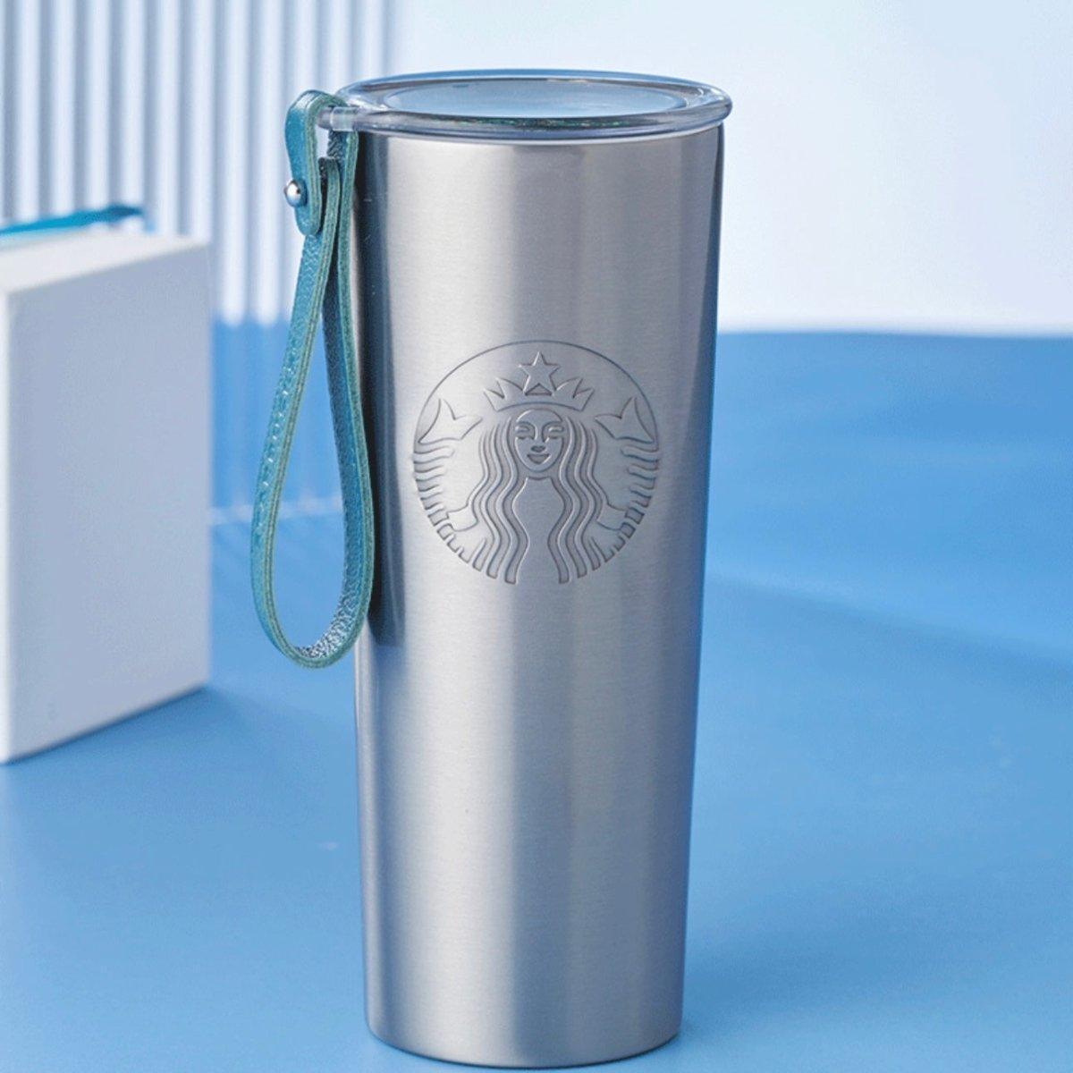 Starbucks 473ml/16oz Blueish-Green Stainless Steel Travelling Cup with Strap - Ann Ann Starbucks