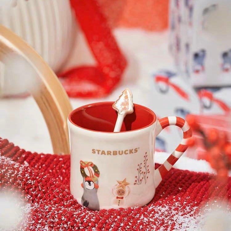 Starbucks 473ml/16oz Winter Festive Ceramic Cup with Stirrer - Ann Ann Starbucks