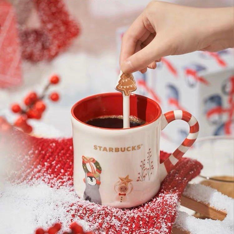 Starbucks 473ml/16oz Winter Festive Ceramic Cup with Stirrer - Ann Ann Starbucks