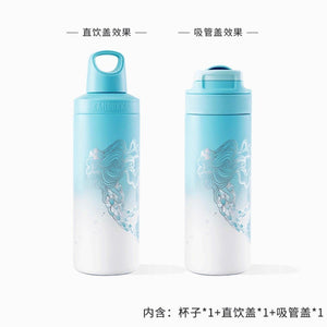 Starbucks 500ml/17oz Anniversary Ocean Stainless Steel Kambukka Water Bottle (Double Lids) - Ann Ann Starbucks