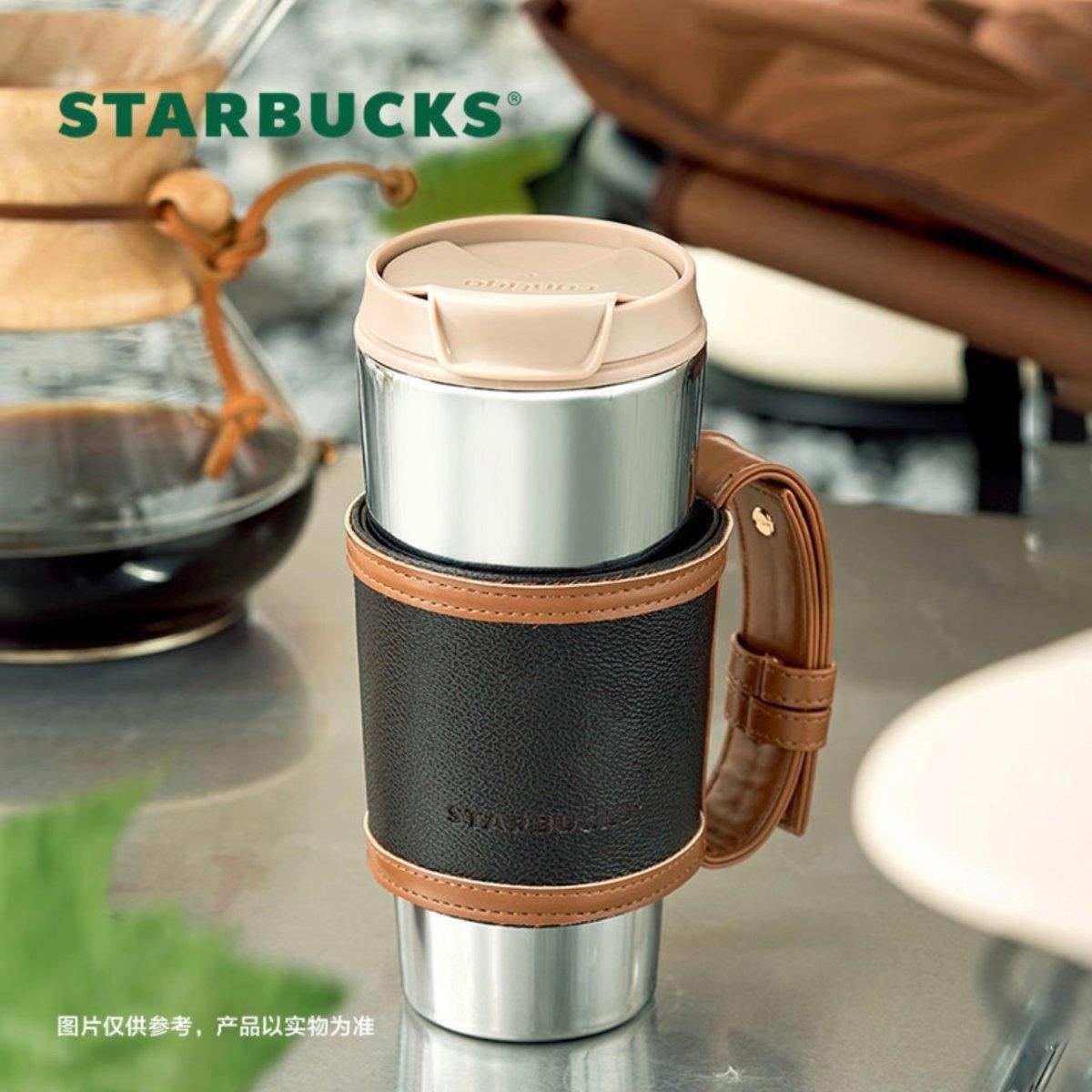 Starbucks 520ml/18oz Stainless Steel Travelling Cup with Leather Sleeve - Ann Ann Starbucks