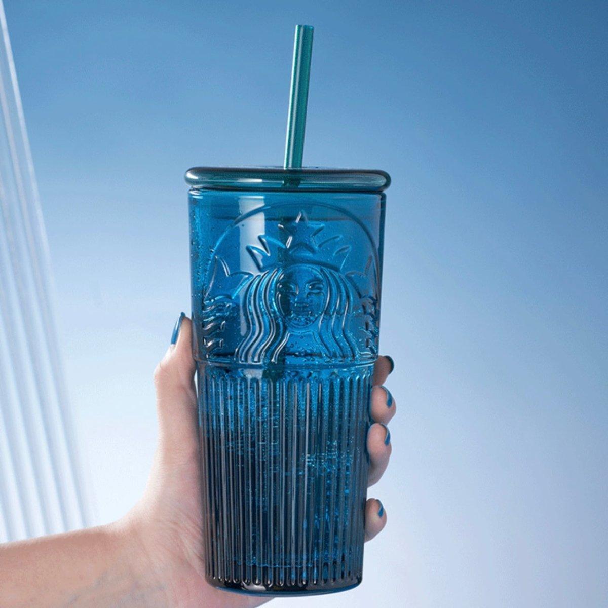 Starbucks 550ml/19oz Blue Mermaid Glass Cup - Ann Ann Starbucks