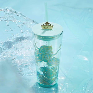 Starbucks 591ml/20oz Anniversary Ocean Double-walled Green Mermaid Goddess Glass Cup with Straw - Ann Ann Starbucks