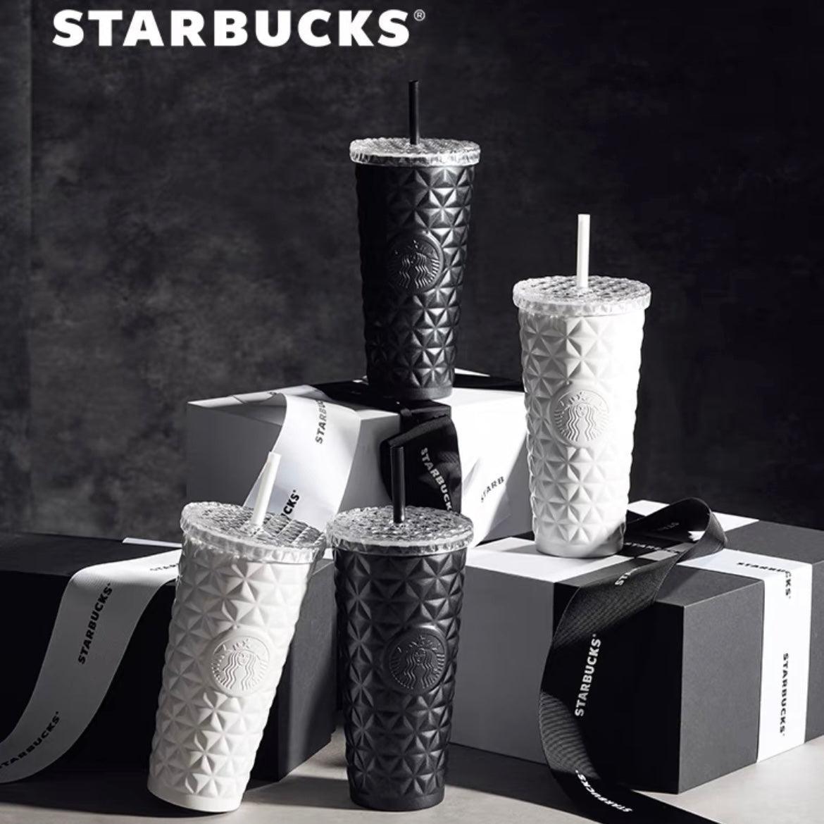 Starbucks 591ml/20oz black and white moonlight Jewelled Straw Cup Gift Set - Ann Ann Starbucks