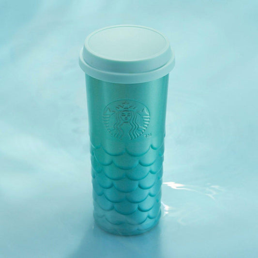 Starbucks 610ml/21oz Anniversary Ocean Blue Embossed Mermaid Scale Stainless Steel Cup - Ann Ann Starbucks