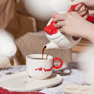 Starbucks 610ml/21oz Red Ribbon Ceramic Teapot and Cup with Saucer - Ann Ann Starbucks