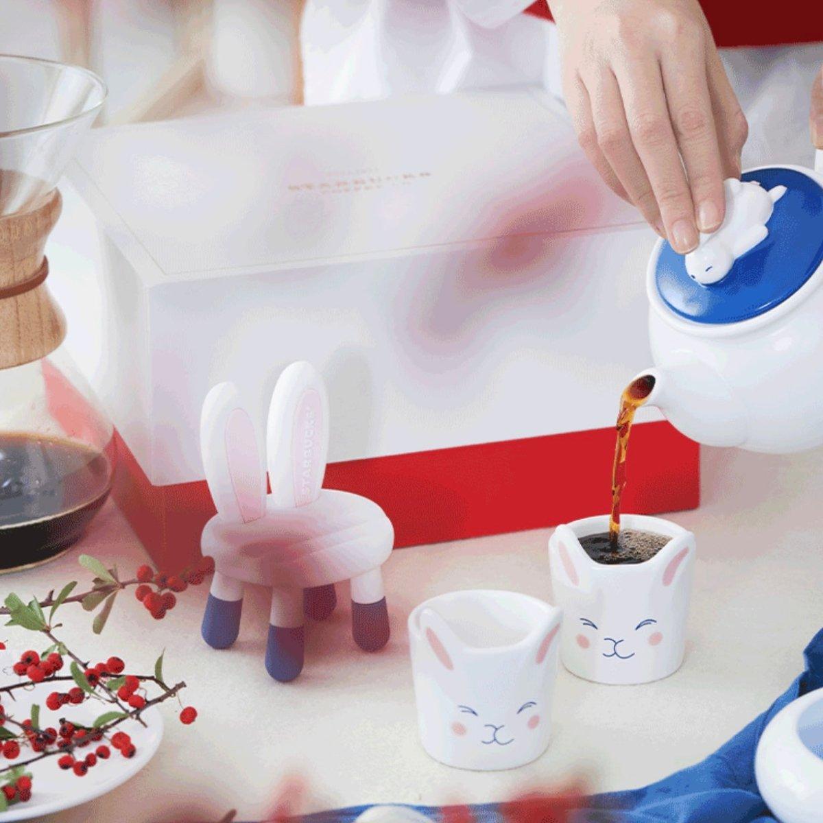 Starbucks Bunny Teapot and Teacups Gift Set with Mini Stand - Ann Ann Starbucks