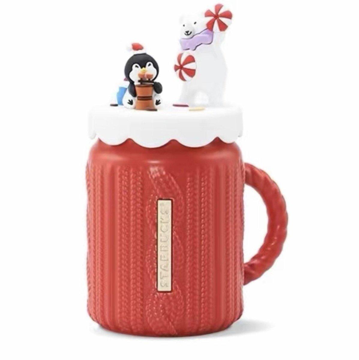 Starbucks Ceramic Mason Mug with Penguin and Polar Bear Lid - Starbucks China Christmas 2021 - Ann Ann Starbucks