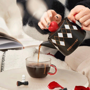 Starbucks Checkered Teapot with Heart Lid and Glass Cup Set - Ann Ann Starbucks