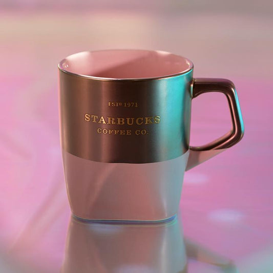 Starbucks China 2021 Pink Grey 12oz Ceramic Mug Coffee Cup (Starbucks Pink Rose Gold Christmas 2021) - Ann Ann Starbucks