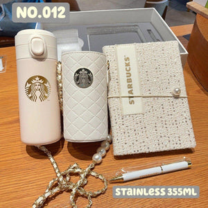 Starbucks China Camping Series Pearly White Thermos with Pouch, Notebook, and Pen - Ann Ann Starbucks