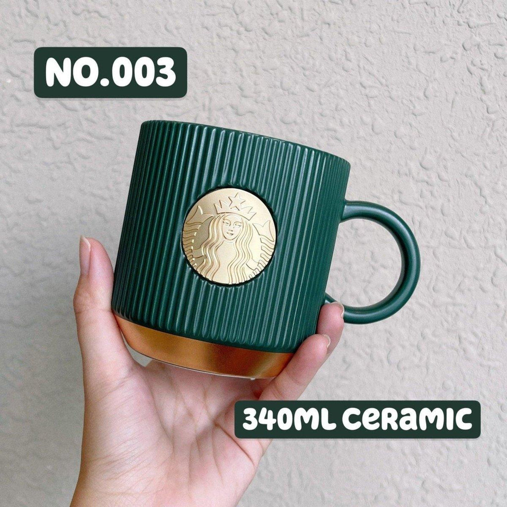 Starbucks China Dark Green Goddess Gold Ceramic Mug - Ann Ann Starbucks