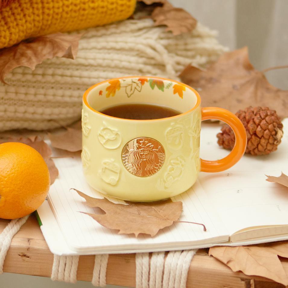 Starbucks China - Embossed Maple Logo Ceramic Mug 355ml (Autumn Forest Edition) - Ann Ann Starbucks