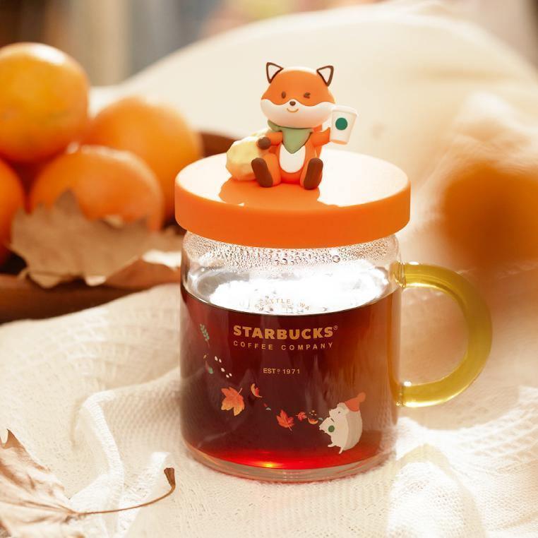 Starbucks China - Foxy Lid Hedgehog Maple Glass Mug 420ml (Autumn Forest Edition) - Ann Ann Starbucks