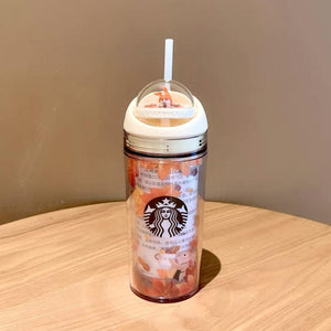 Starbucks China Spinning Top Autumn Leaves and Rabbit Water Bottle (Starbucks Autumn Forest Edition) - Ann Ann Starbucks