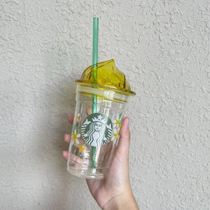 Starbucks China Yellow Whipped Top Glass Cup (Summer Jungle 2021 Edition) - Ann Ann Starbucks