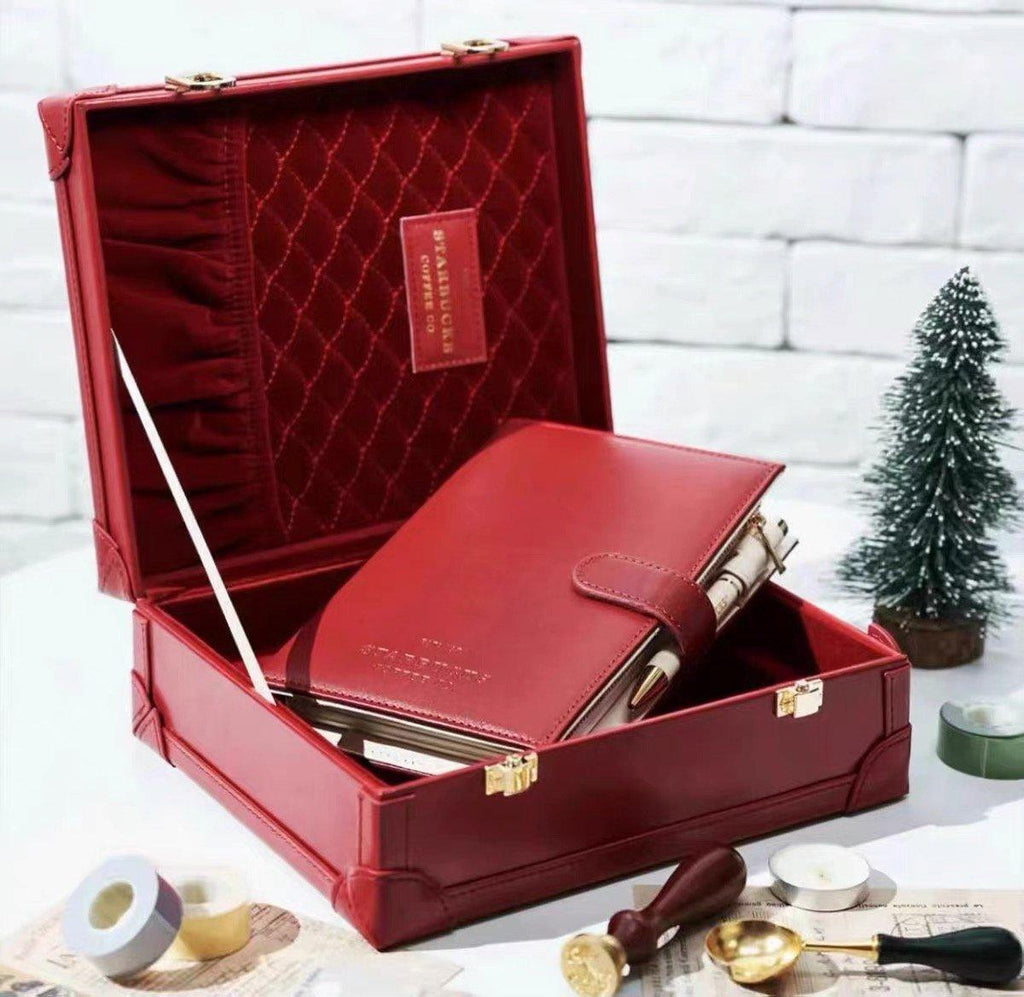 Starbucks Christmas Leather Case Notebook, Organizer, Planner, Pen and Bookcase Set (Starbucks China Christmas Coffee Lifestyle Collection 2021) - Ann Ann Starbucks