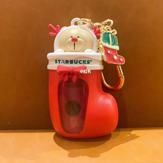 Starbucks Christmas Santa Stocking Hourglass Keychain - Starbucks China Christmas 2021 - Ann Ann Starbucks