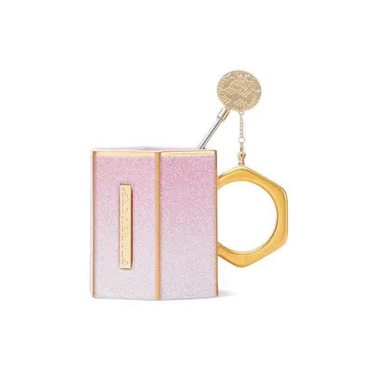 Starbucks Glitter Pink Gradient Ceramic Mug - Ann Ann Starbucks