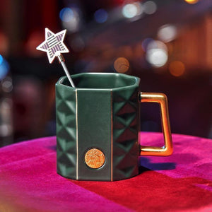 Starbucks Green Gold Ceramic Mug with Star Stirrer (Starbucks China 4th Release 2021) - Ann Ann Starbucks