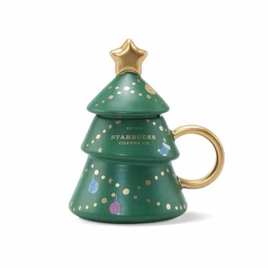 Starbucks Green Lantern Christmas Tree Ceramic Mug - Starbucks China Christmas 2021 - Ann Ann Starbucks