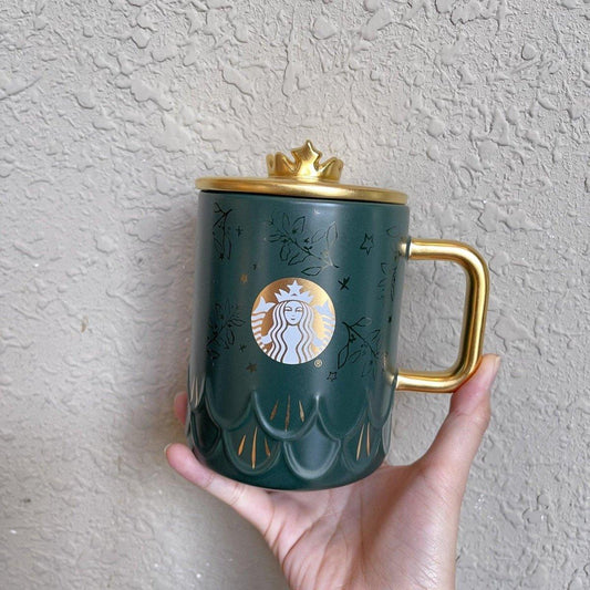 Starbucks Green Scale Ceramic Mug with Crown Lid (Starbucks 50th Anniversary Edition) - Ann Ann Starbucks