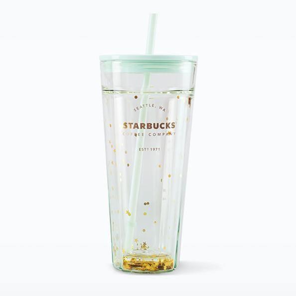 Starbucks Mint Green Double Walled Glitter Glass Tumbler Cup (Starbucks China Mint 2021 Edition) - Ann Ann Starbucks