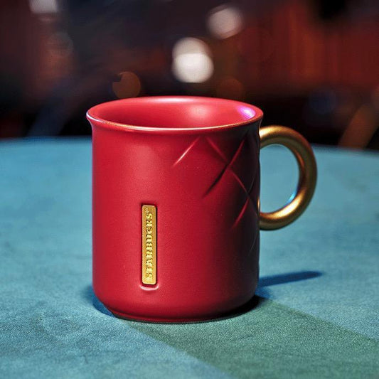 Starbucks Red Ceramic Mug with Gold Handle and Logo (Starbucks China 4th Release 2021) - Ann Ann Starbucks