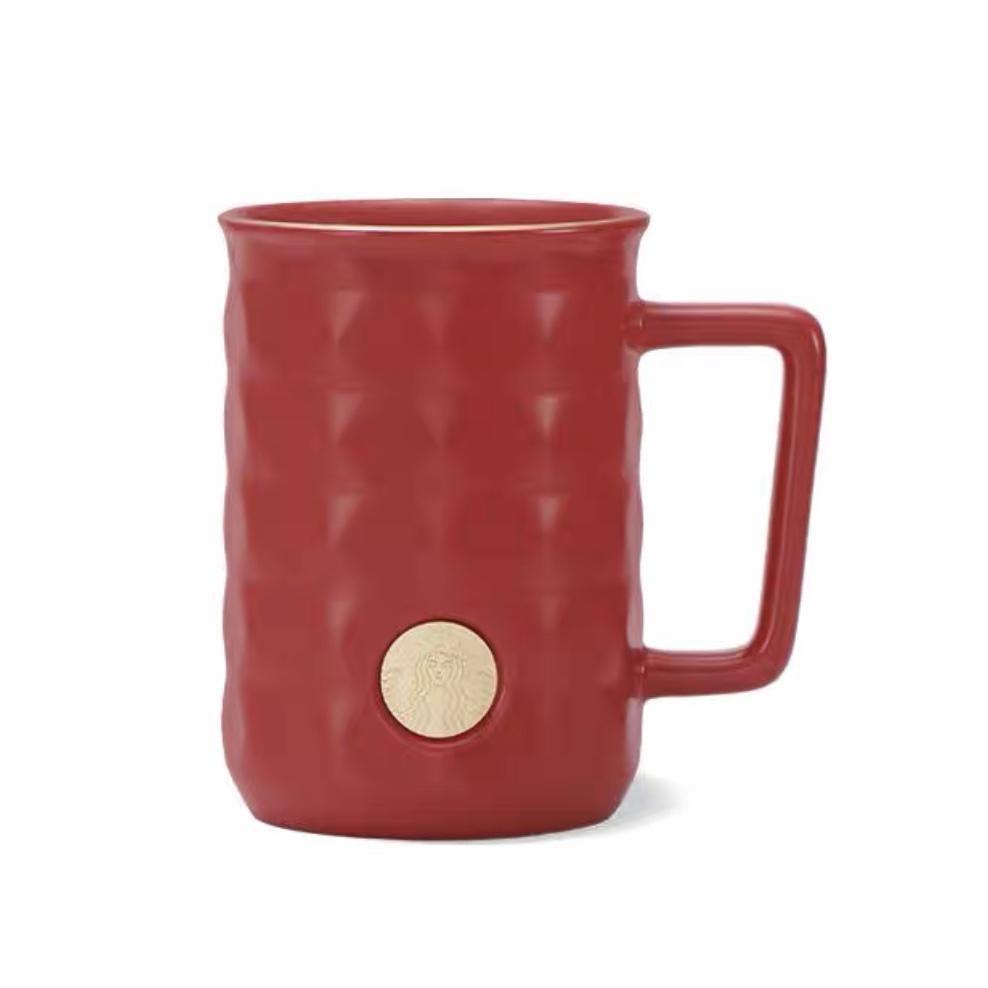 Starbucks Retro Red Diamond Check Ceramic Mug - Ann Ann Starbucks