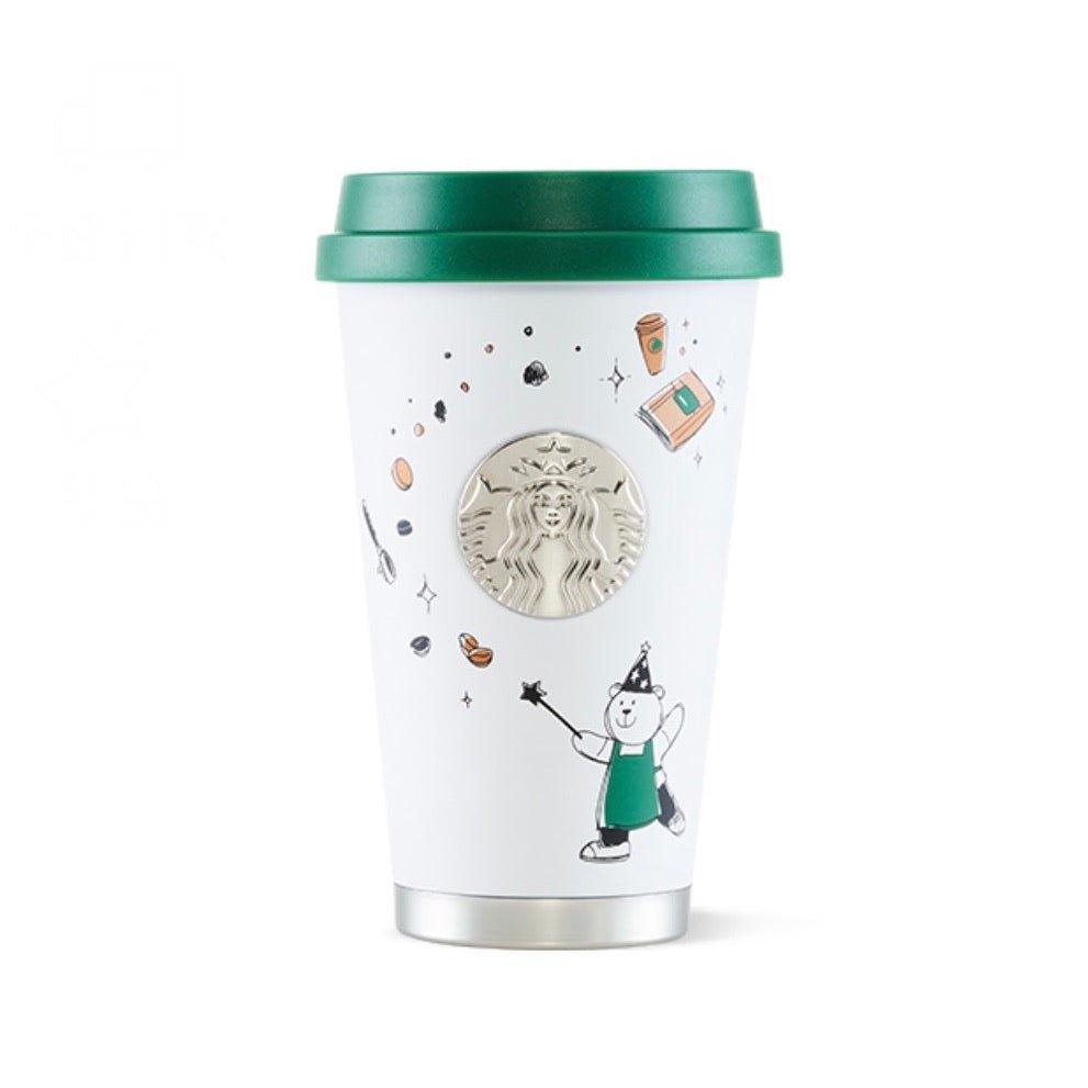 Starbucks Silver Logo 370ml/12.5oz Stainless Steel Travel Cup (Starbucks Wizard Bear 2022 Collection) - Ann Ann Starbucks