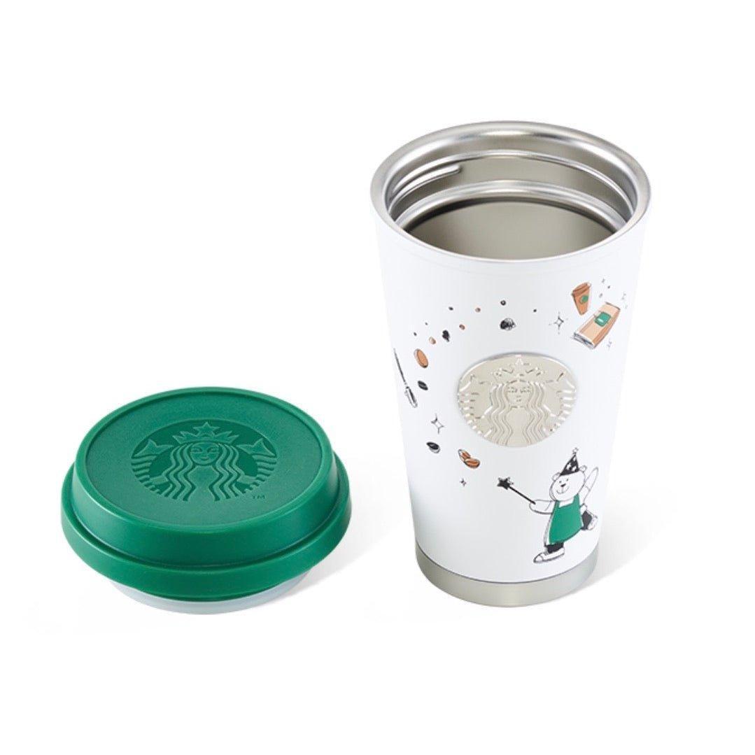 Starbucks Silver Logo 370ml/12.5oz Stainless Steel Travel Cup (Starbucks Wizard Bear 2022 Collection) - Ann Ann Starbucks