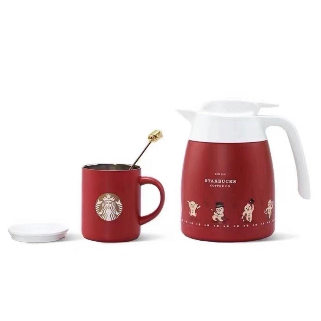 Starbucks Thermos Stainless Steel Cup and 1 Liter Water Jug set - Starbucks China Christmas 2021 - Ann Ann Starbucks