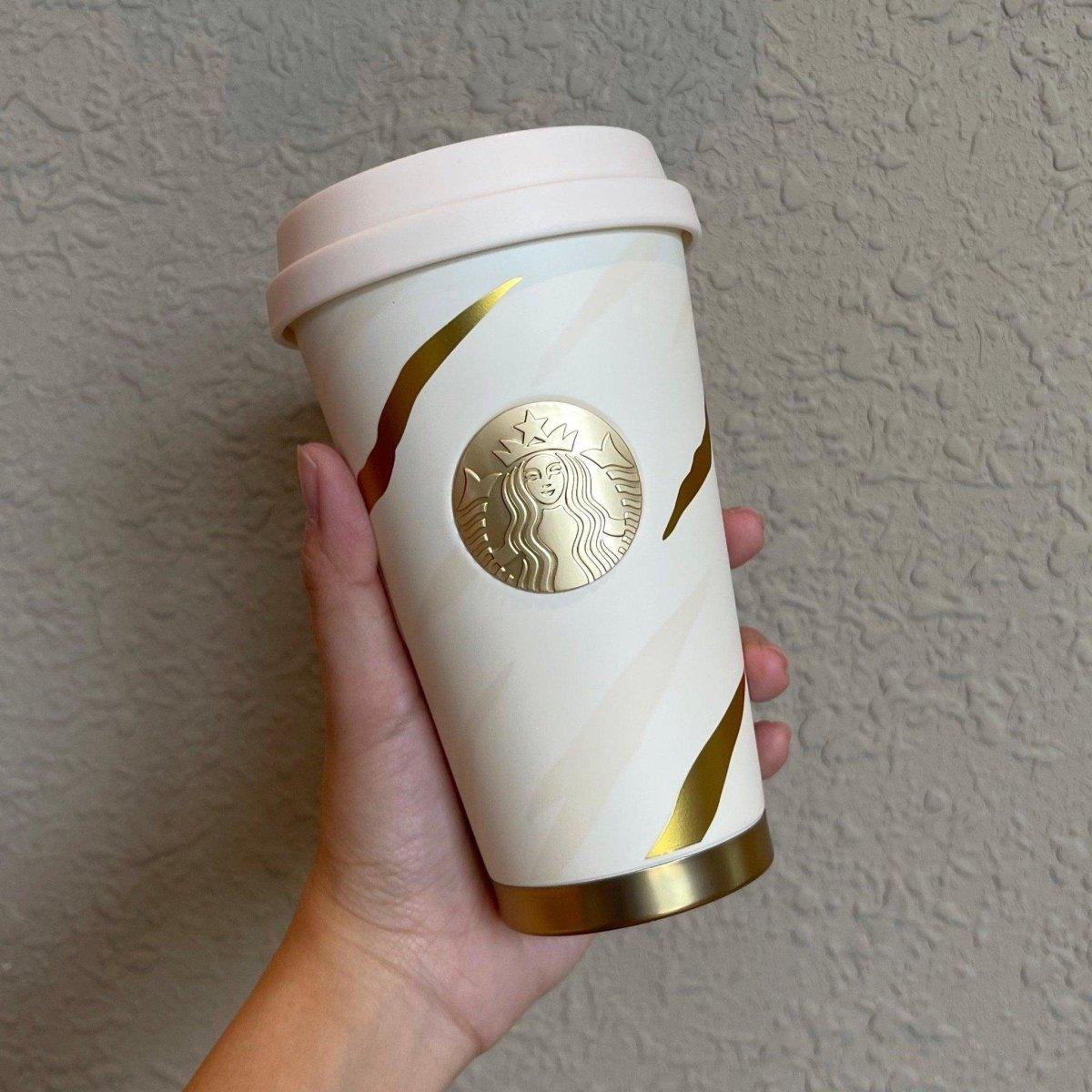 Starbucks White Gold Tiger Stripes Elma cup with Sleeve - Ann Ann Starbucks