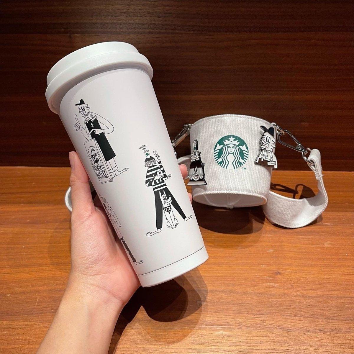 Starbucks x Lala Company White Stainless Steel 17oz cup with strap - Ann Ann Starbucks