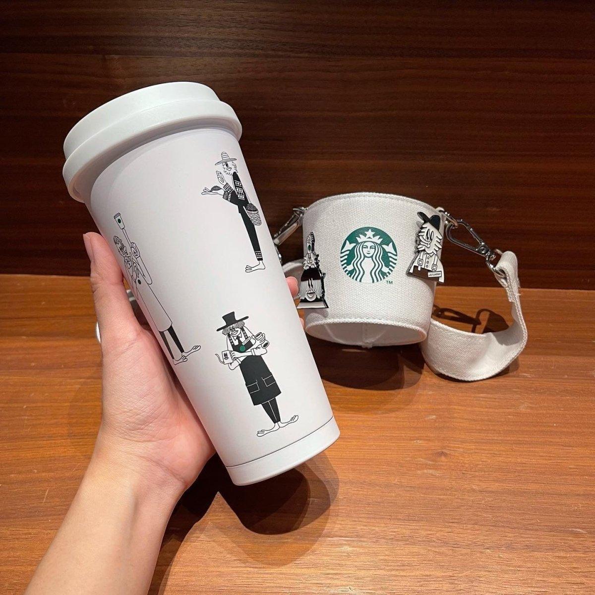 Starbucks x Lala Company White Stainless Steel 17oz cup with strap - Ann Ann Starbucks