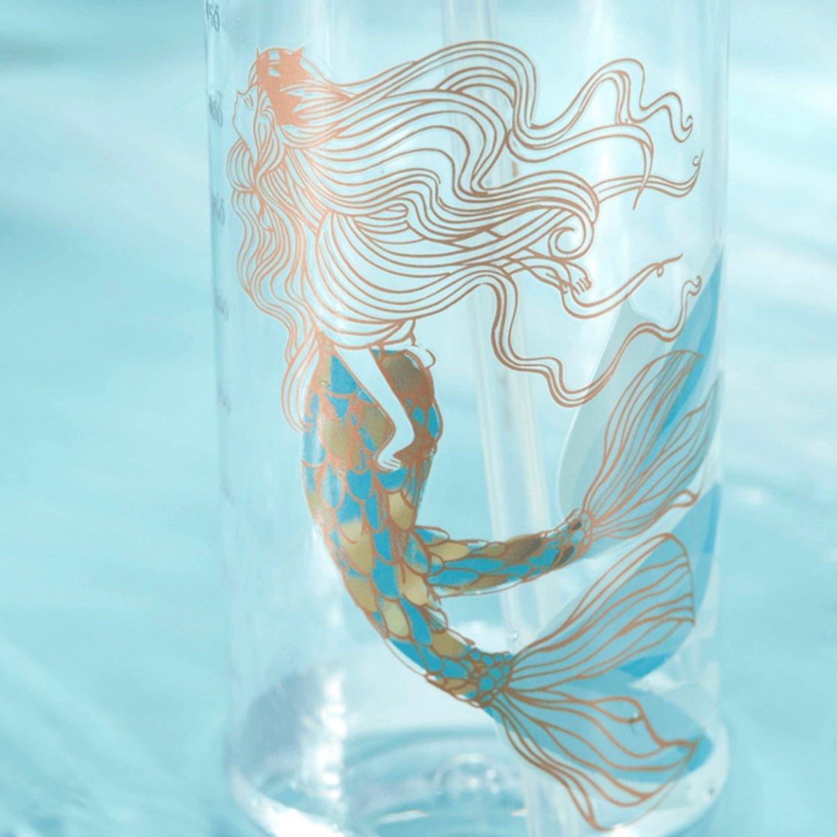 Starbucks x Thermos 600ml/20oz Anniversary Ocean Mermaid Crafted Plastic Sipping Bottle - Ann Ann Starbucks
